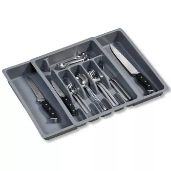 KESPER Cutlery Drawer Organiser Grey 5 Compartments 33x26x5 cm