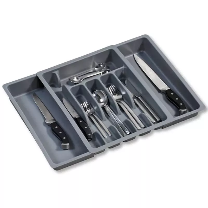 KESPER Cutlery Drawer Organiser Grey 5 Compartments 33x26x5 cm