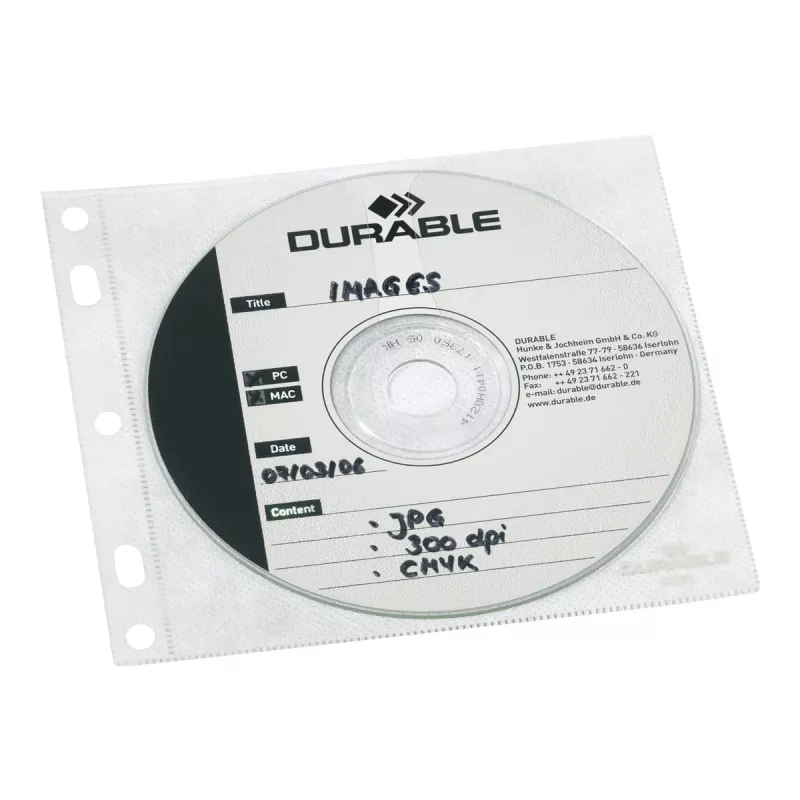 DURABLE 1er CD-/DVD-Hüllen Cover FILE abheftbar transparent, 10 St.