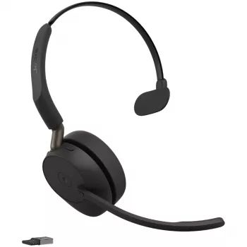 Jabra Evolve3 65 Mono Link 390a Wireless Bluetooth Headset with USB-A Adapter - Microsoft Teams Certified, Noise-Cancelling Mic, 35h Talk Time