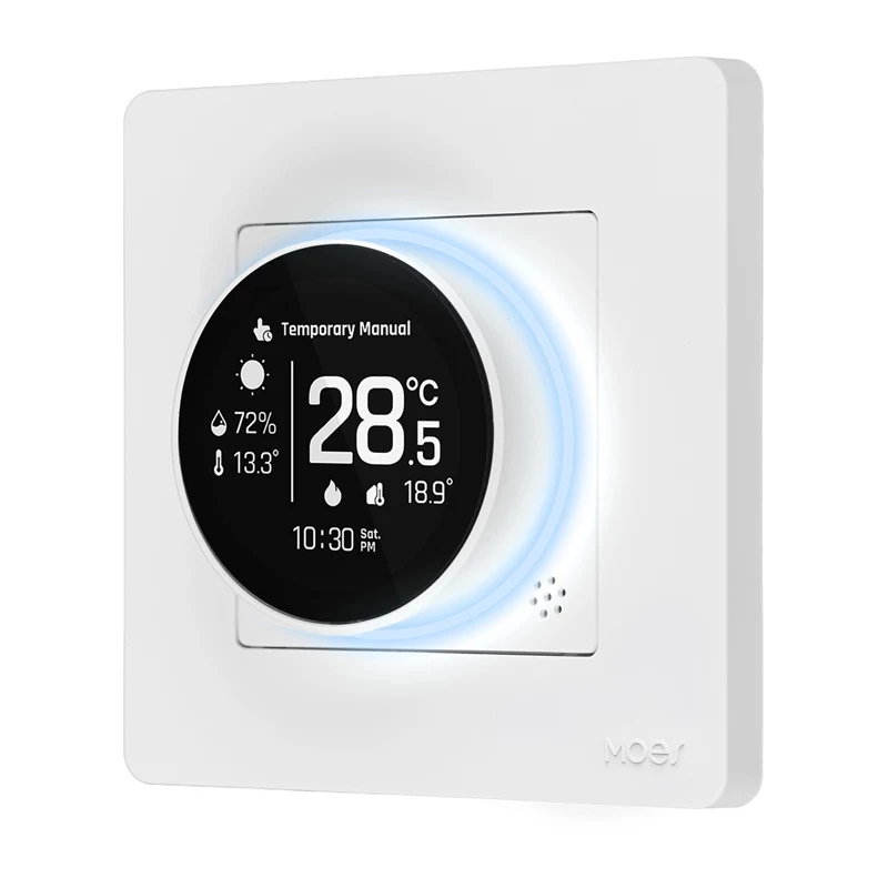 MOES ZHT-SR-GB-WH-MS ZigBee Smart Thermostat for Electric Heating, White