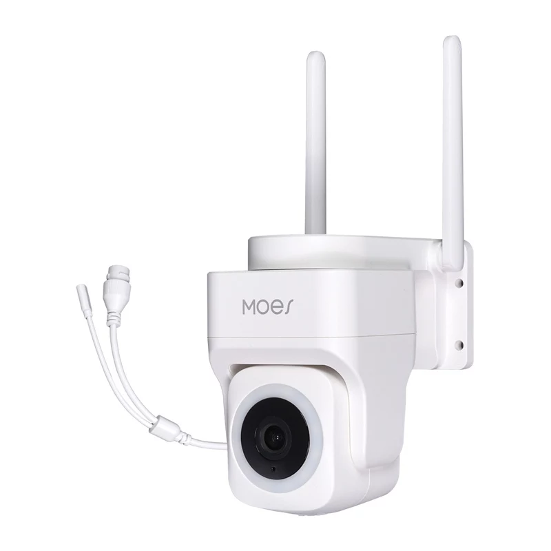 MOES WCM-B66 3MP Outdoor Wi-Fi IP Camera with AI Human Detection, Full Color Night Vision, Pan/Tilt, Two-Way Audio, IP66 Weatherproof