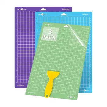 HTVRONT Cutting Mat 34.8 cm x 37 cm (Multicolor) – 4 Pack Adhesive Mats for Cricut Explore Air 2/Maker, Light/Standard/Strong/Fabric Grip