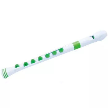 NUVO Recorder+ White-Green Soprano Recorder, German Fingering, Key of C, ABS Plastic, with Case, Cleaning Rod and Fingering Chart