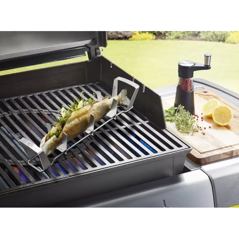 GEFU BBQ Fish Rack Stainless Steel Foldable for Grilling and Roasting up to 3 Fish