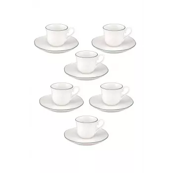 LA PORCELLANA BIANCA Teresa Espresso Cup Set with Saucers, 90 ml, Porcelain, White, 12 Pieces