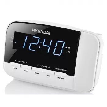 HYUNDAI RAC481PLLWW Projection Alarm Clock Radio, FM, Dual Alarm, White