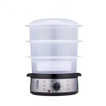 Alpina Electric Food Steamer 800W Silver 3-Tier 9.5L BPA-Free