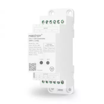 MiBoxer TW2 2-in-1 Track LED Controller for Single Colour & CCT LED Strips, DC12/24V, WiFi + 2.4GHz RF