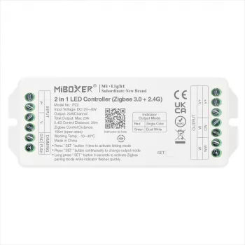 Miboxer PZ2 Zigbee 3.0+ 2.4G LED Controller, 2-in-1 CCT/Dimmer, DC 12-48V, 20A
