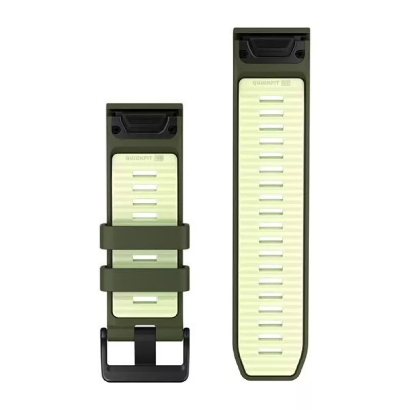 Garmin QuickFit 26 mm Silicone Watch Band - Olive Drab / Lemon 010-14508-01