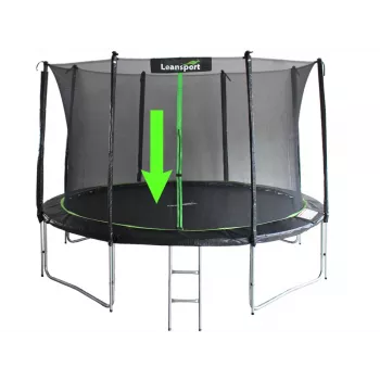 14ft LEAN SPORT PRO Trampoline Mat - 96 V-Rings, UV-Resistant PP Mesh, Black