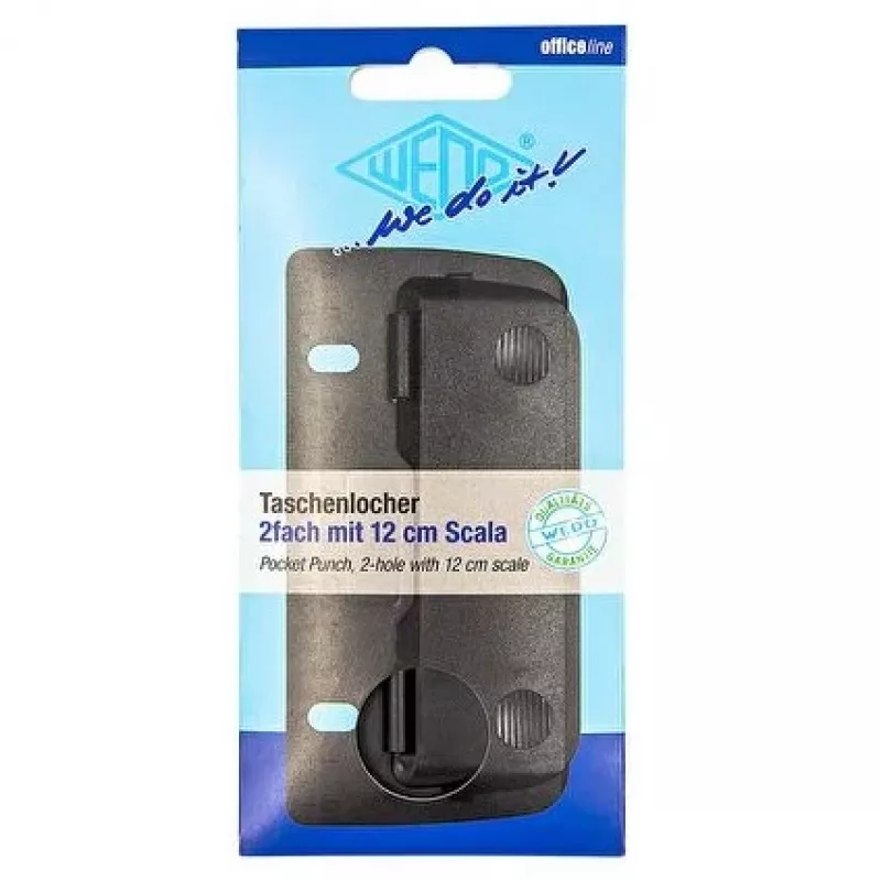 WEDO Pocket Hole Punch Black 2-Hole 8 Sheets