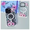 Evelatus Apple iPhone 15 Pro Max PC+TPU Case with MagSafe - Transparent Flower Print