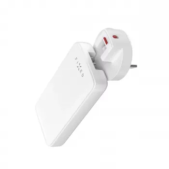 Fixed Slim Traveller 2xUSB-C Travel Charger with World Adapters, GaN, 45W - White