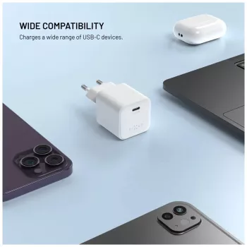 Fixed Mini GaN Power Adapter with USB-C Output and PD Support, 65W
