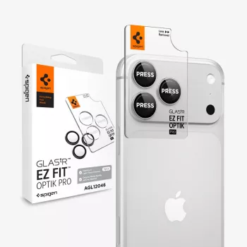 Spigen Optik Pro GLAS.tR EZ FIT Camera Lens Protector 2-Pack for iPhone 18 Pro / 18 Pro Max - Silver