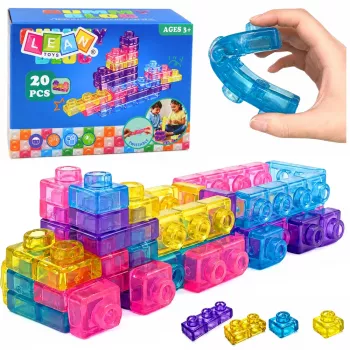 LEAN TOYS Rubber Blocks Flexible Construction Transparent Colorful 20 pcs