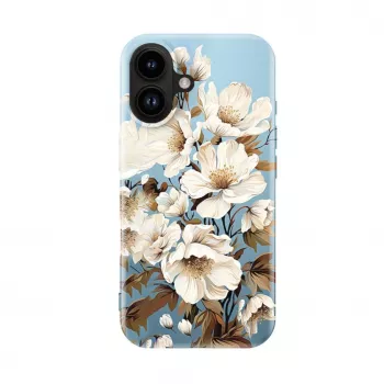 Evelatus Apple iPhone 16 Slim Shell with MagSafe - Custom Print Flower Blue