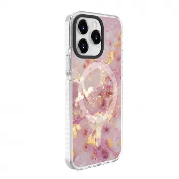 Evelatus Apple iPhone 15 Pro PC+TPU Case with MagSafe - Marble Pink
