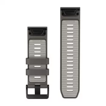 Garmin QuickFit 26 Watch Bands, Pebble Grey/Silver Grey Silicone [010-14510-00]