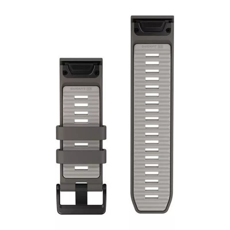 Garmin QuickFit 26 Watch Bands, Pebble Grey/Silver Grey Silicone [010-14510-00]