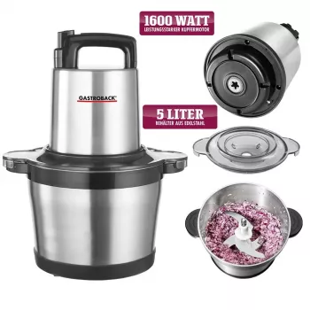 Gastroback 40966 Design Multi Chopper Professional 600 W 1.0 L Glass Bowl Stainless Steel