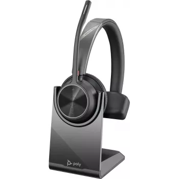 HP Poly Voyager 4300 UC Series 4310 Wireless On-Ear Headset with USB-C Adapter and Stand, Zoom Certified 218474-01
