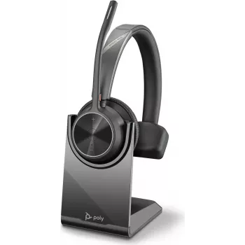 HP Poly Voyager 4300 UC Series 4310 Wireless On-Ear Headset with USB-C Adapter and Stand, Zoom Certified 218474-01