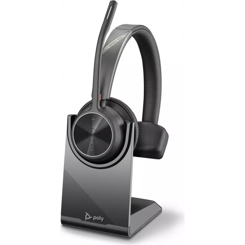 HP Poly Voyager 4300 UC Series 4310 Wireless On-Ear Headset with USB-C Adapter and Stand, Zoom Certified 218474-01