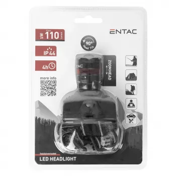 ENTAC EHL-ZOOM-1W-PL Zoom 1W LED Headlamp, Black