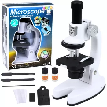 LEAN TOYS Microscope Educational Kit For Kids Zoom 1200x Accessories White
