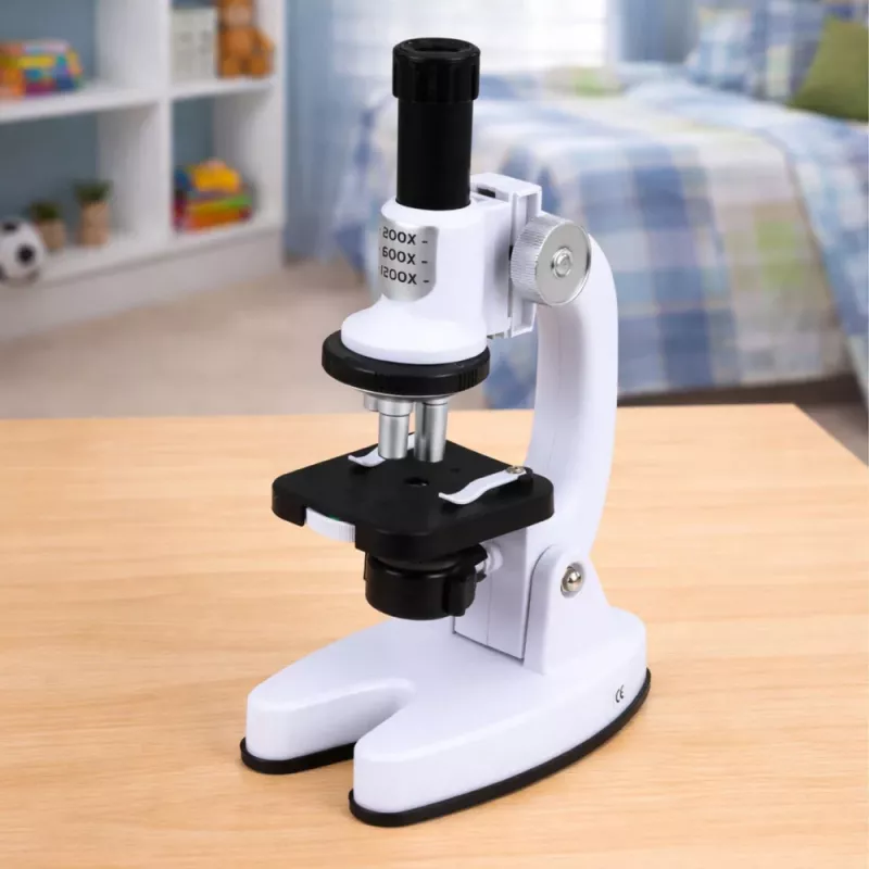 LEAN TOYS Microscope Educational Kit For Kids Zoom 1200x Accessories White