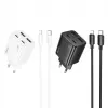 HOCO 30W 4-Port USB Wall Charger with USB-C to Lightning Cable - White