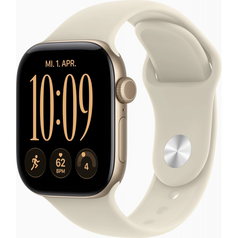 Apple Watch Series 12 GPS + Cellular 42mm Gold Aluminium Case with Sand Sport Band - S/M