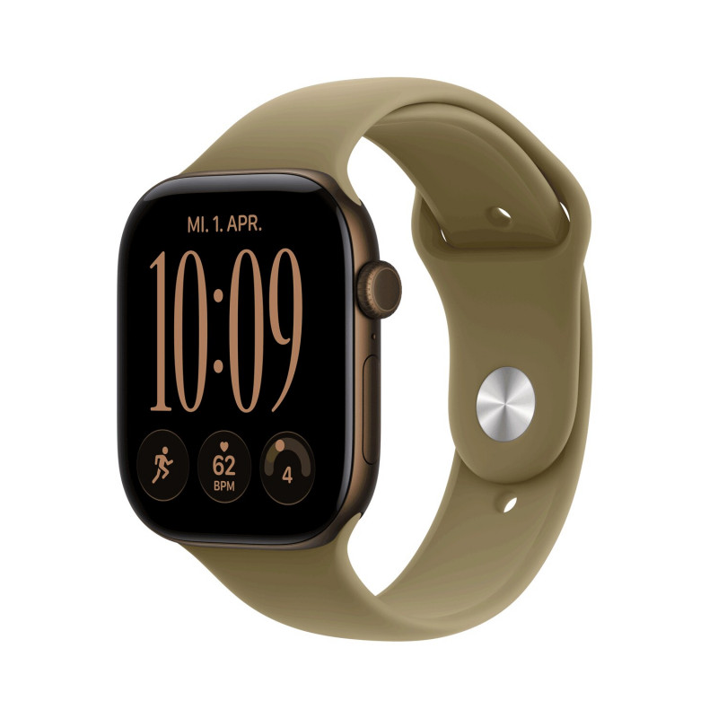 Apple Watch Series 12 GPS 46mm Dark Bronze Aluminium Case with Olive Sport Band - M/L