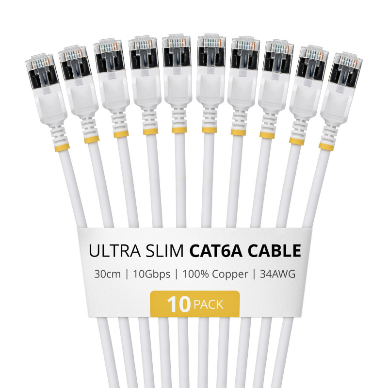 StarTech Slim Cat6a U/FTP Patch Cable RJ45, 0.3 m, 10-Pack