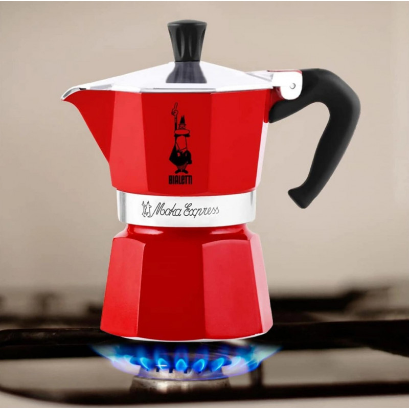 Bialetti Candyland Moka Express 3TZ Manual Coffee Maker, 150 ml, Red