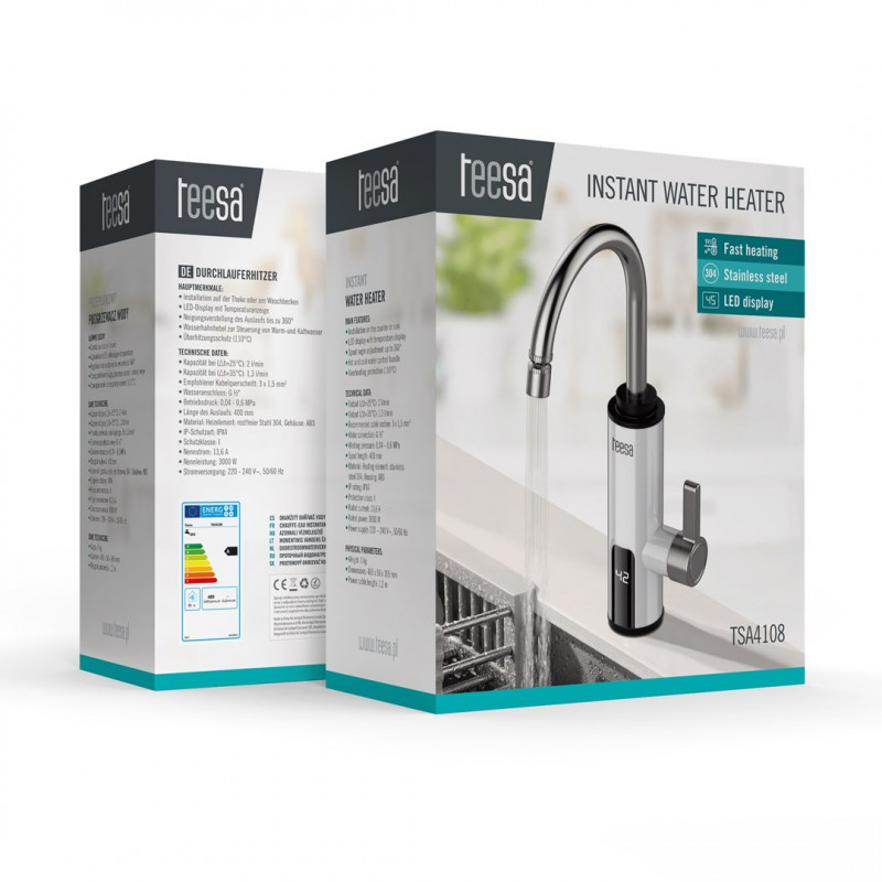 Teesa TSA4108 Instantaneous Water Heater Kitchen Faucet, White