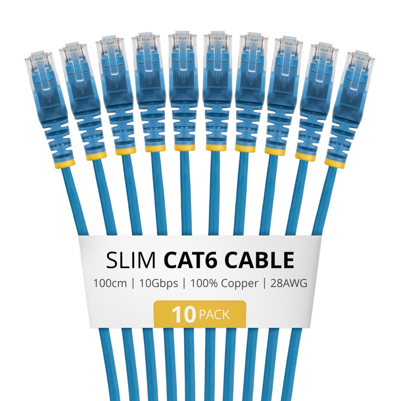 StarTech.com Slim Cat6 U/UTP Patch Cable RJ45, 1 m, Blue, LSZH, 10-Pack
