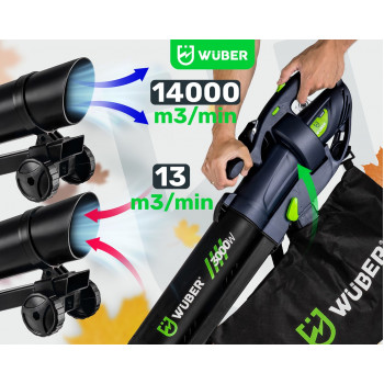 Wuber W43420 Electric Leaf Blower with Shredder, 3000 W, 10:1