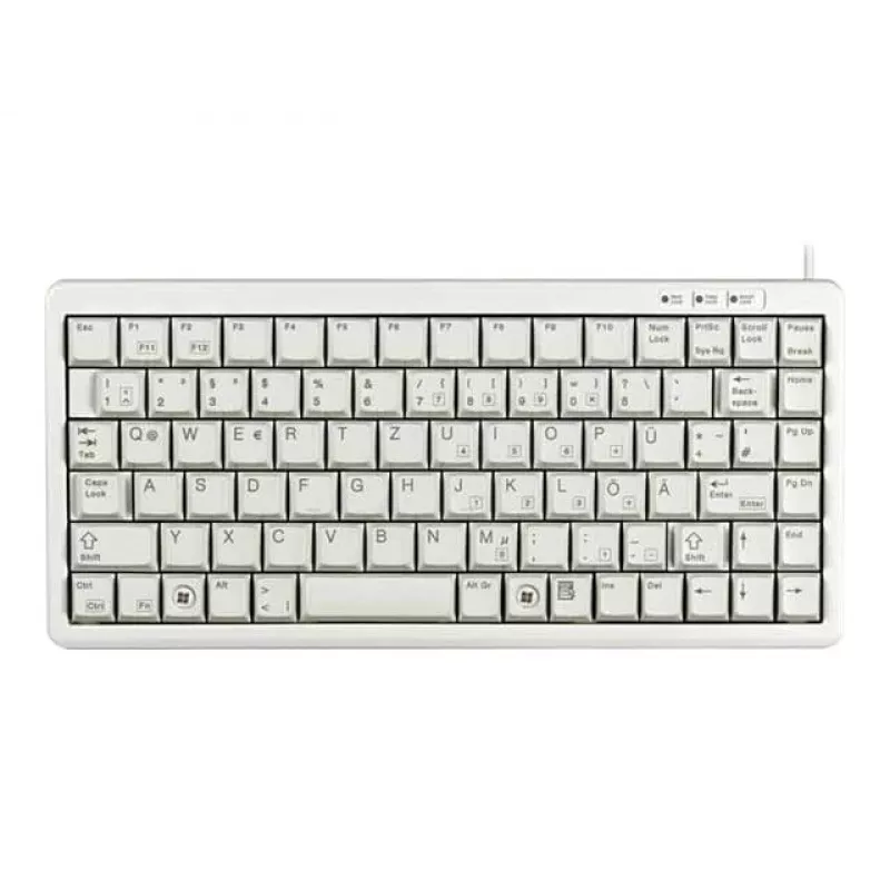 Cherry Slim Line G84-4100 Compact Keyboard, PS/2 + USB, 83 Keys, German Layout (QWERTZ), Light Grey