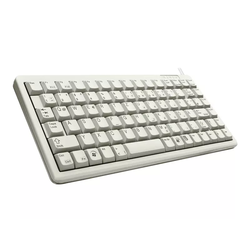 Cherry Slim Line G84-4100 Compact Keyboard, PS/2 + USB, 83 Keys, German Layout (QWERTZ), Light Grey