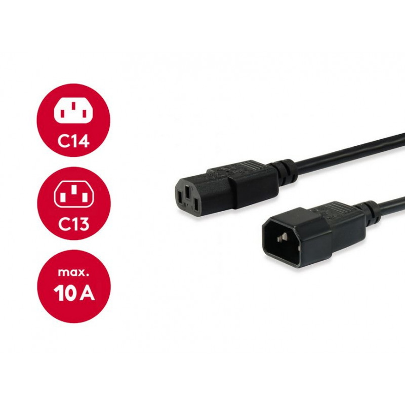 Equip Power Cord IEC C13 to IEC C14, 1.5 m, Black