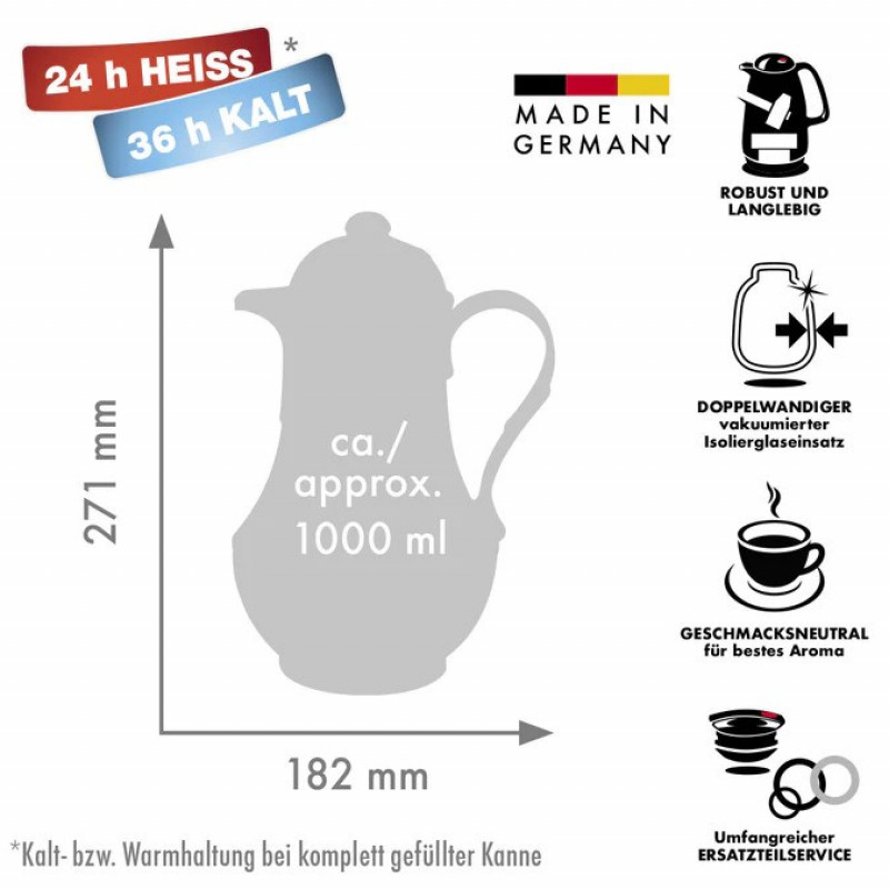 ROTPUNKT Thermos Jug 230/IV, 1.0 l, Ivory (Ecru)