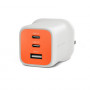 Targus HyperJuice Flex 65W GaN Charger, 3 Ports (2x USB-C, 1x USB-A), EU Plug, Vermilion Orange