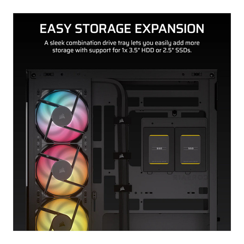 Corsair 2800X RS-R ARGB Panoramic Glass Micro-ATX Computer Case, Black