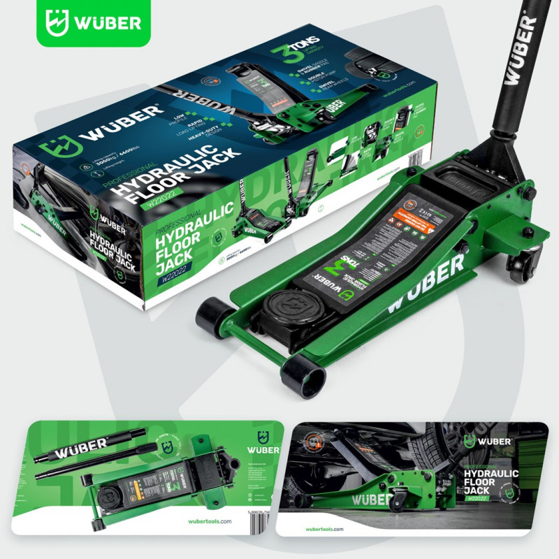 WUBER W22022 Low-Profile Car Jack 3T, 85-430 mm