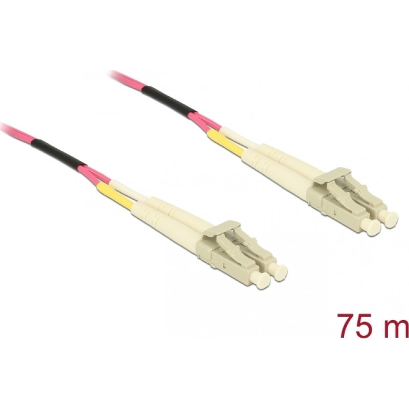 Delock 80156 LC Duplex to LC Duplex Multimode OM4 Fibre Optic Cable, 75 m