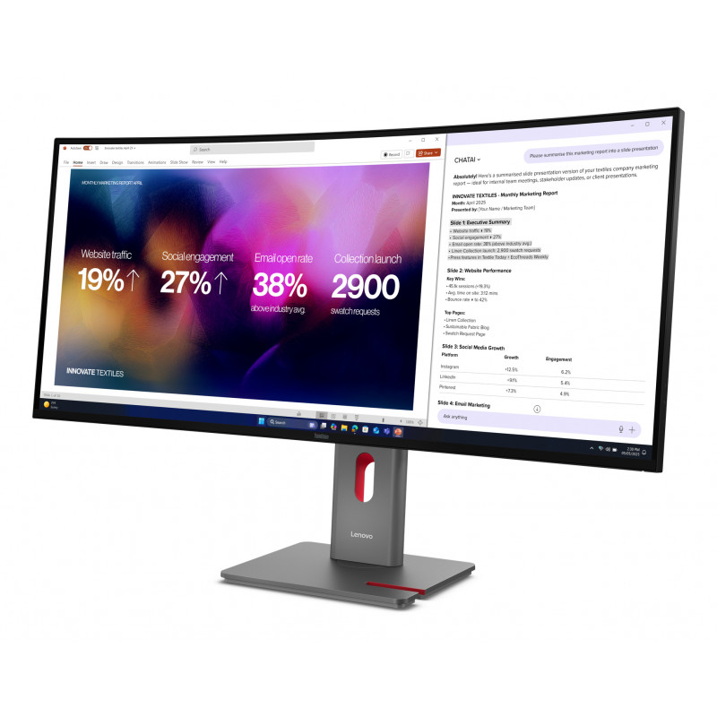 Lenovo ThinkVision P40WD-40 40 inch 5K WUHD Curved IPS Monitor, 120 Hz, Dock, Daisy Chain, MC60 Camera, Speakers